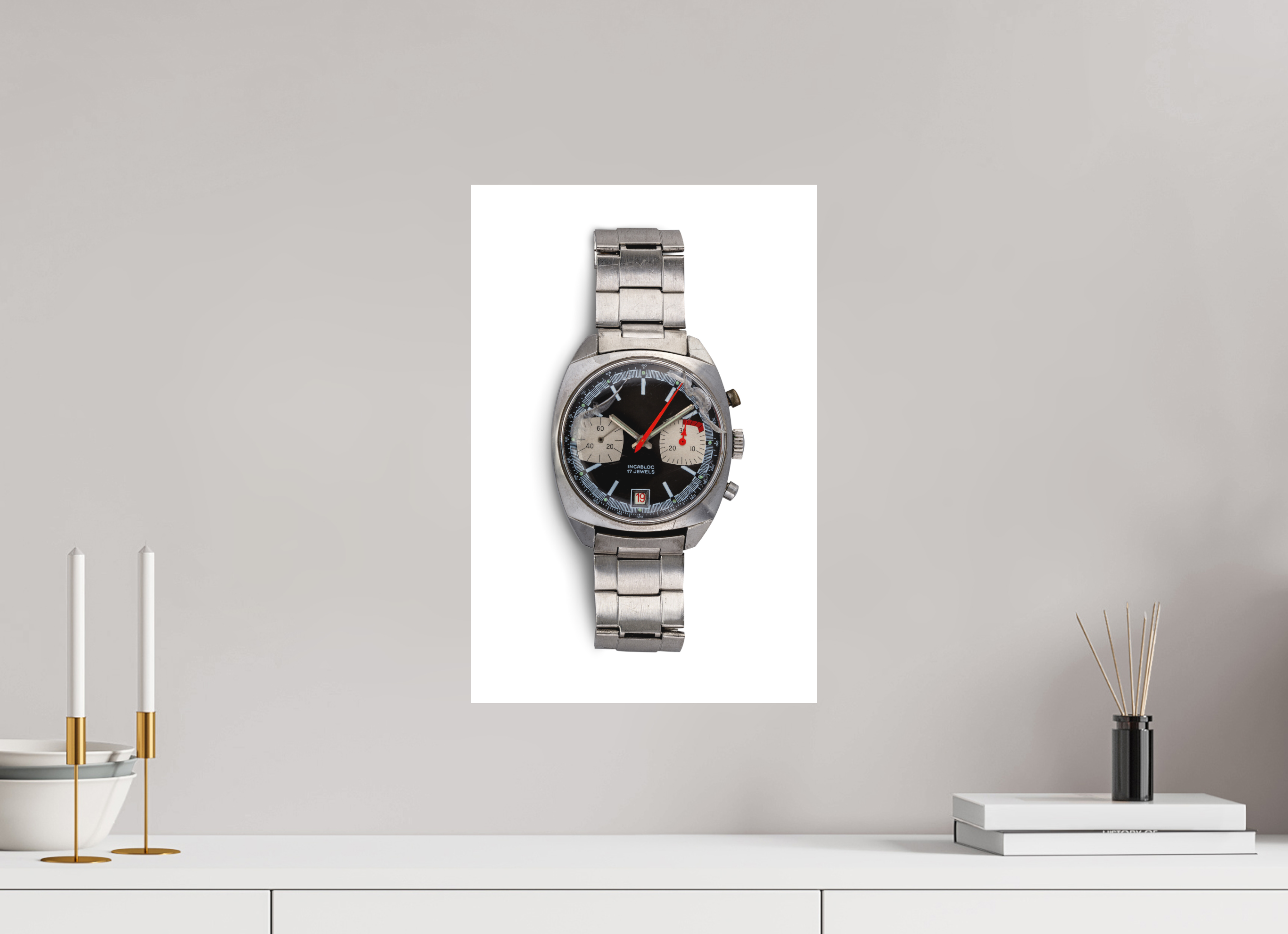 30 x 45 cm, Acrylglas Fine Art Pigmentdruck Armbanduhr - 50 Jahre alt. Die Hommage.